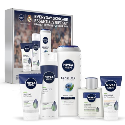 Men's Sensitive Skin Care Gift Set - Body Wash, Face Wash, Shaving Gel & Moisturizer