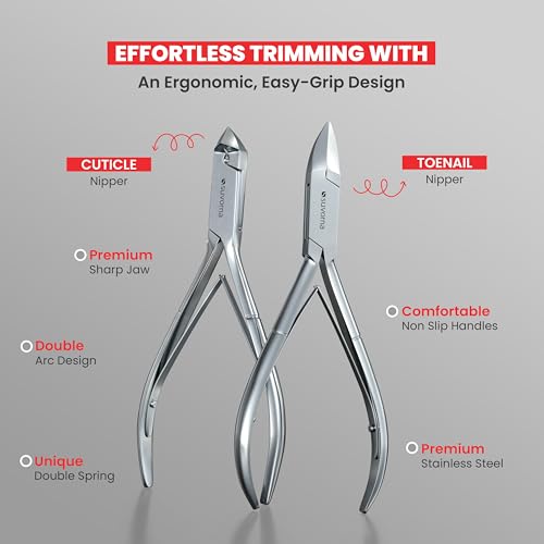 Suvorna Manicure Pedicure Set with Toenail Clippers & Nail Tools - Black 8 Pcs