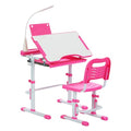 Kids Desk and Chair Set with Tilt Desktop LED Light Pink - Children’s Multi-Function School Furniture