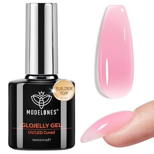 Builder Nail Gel Top Coat Rosy Pink 15ml No Wipe UV Cure - Glossy, Strengthening, Long-Lasting