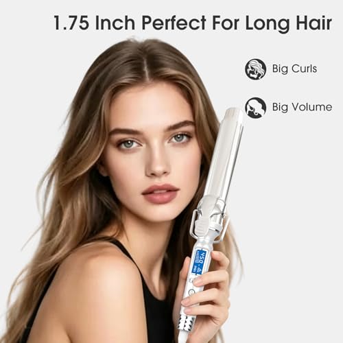 Large Curling Iron 1.75 Inch Barrel for Long Hair – Ceramic Coating & Adjustable Heat