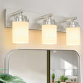 Bathroom Vanity Light Fixture 3-Light 22 Inch Nickel White Glass Shade Modern Farmhouse