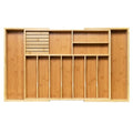 VaeFae Expandable Extra Large Bamboo Silverware Drawer Organizer with Knife Block, 20.6-35.04"