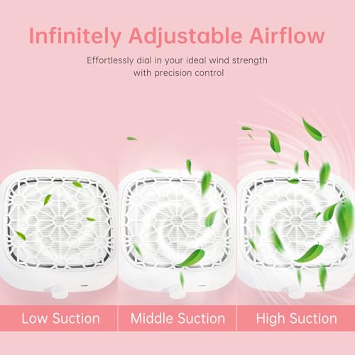 Nail Dust Collector, Cordless Dust Collector Nail Tech, Compact Powerful 6000RPM Nail Vacuum Fan Rechargeable Dust Extractor for Acrylic Gel Polish Manicure Pedicure for Home, White