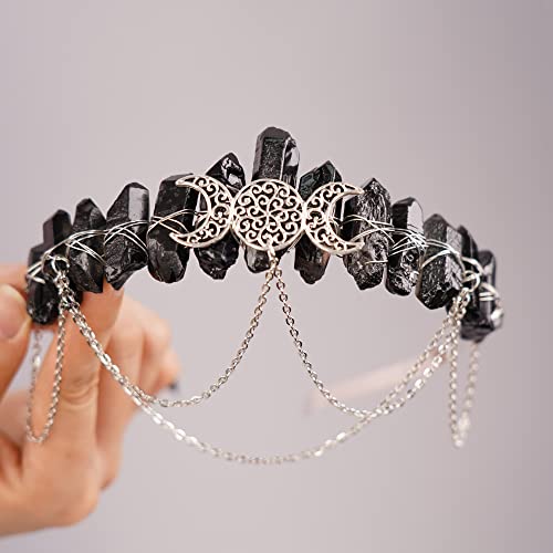 Crystal Quartz Tiara Headband for Women - Boho Goddess Crown Wedding Party
