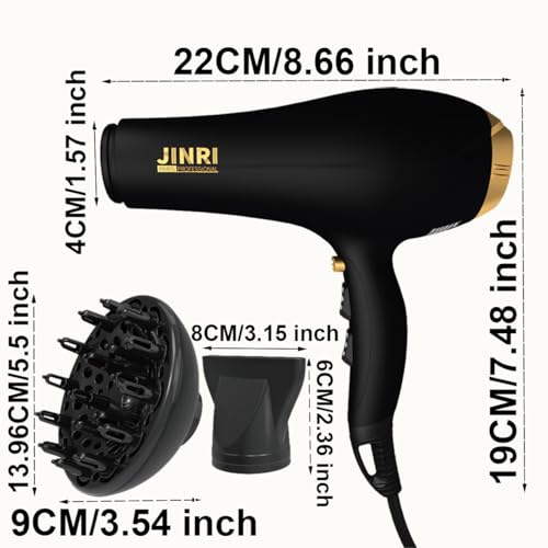 2000W Professional Hair Dryer with Diffuser & Nozzle – Fast Drying for Salon & Home Use