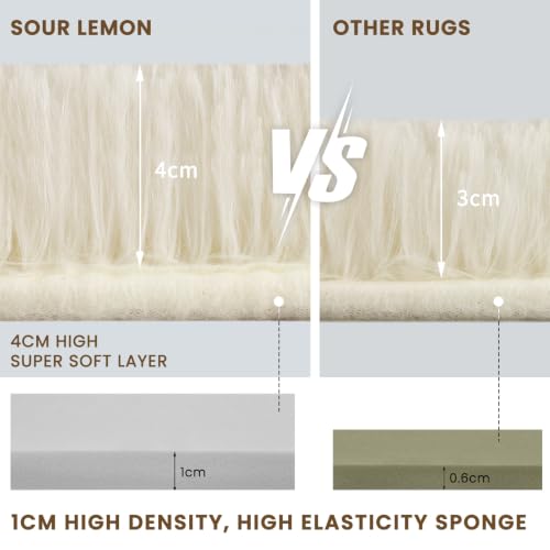 Cream 9x12 Shag Area Rug - Fluffy Living Room & Bedroom Carpet