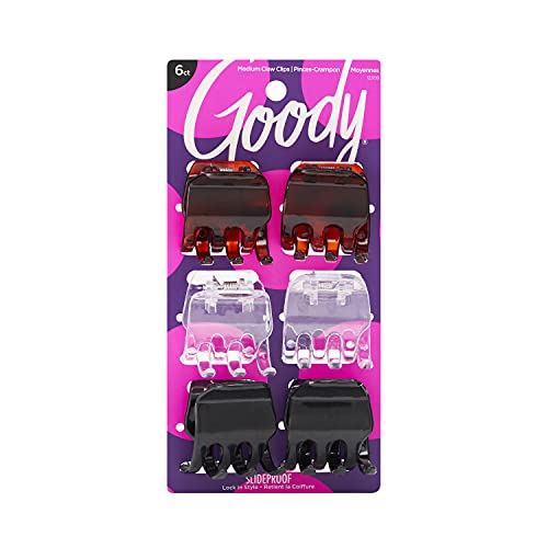 Goody Classic Half Claw Hair Clips - Pack of 4, 6 Count Assorted Colors
