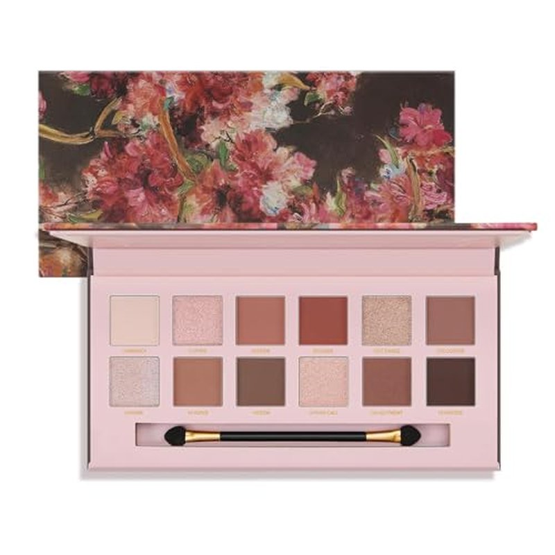 K'APEINE Warm Brown Eyeshadow Palette, 12 Colors Blush Eyeshadow Pink Red Eye Shades Matte Shimmer Eye Shadow with Eyeshadow Brush High-Pigmented Makeup Palette for Women Daily, Party, Music Festival