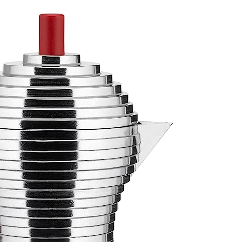Alessi Pulcina 3-Cup Red Stove Top Espresso Maker with Aluminum Handle