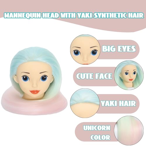 Unicorn 24'' Mannequin Head with Hair for Braiding & Styling Training, TKIMHEQ
