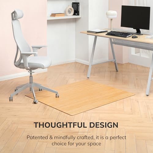 Anji Mountain Bamboo Office Chair Mat for Hardwood & Carpet, 48x42 Inches, Without Lip
