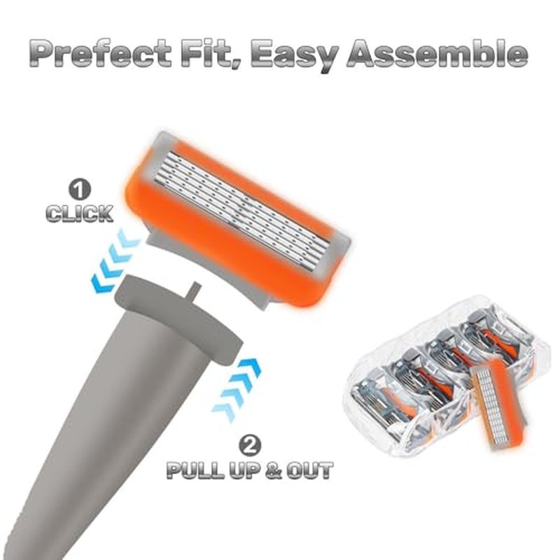 24 Pack Razor Blade Refills Compatible with 5 Razor ? 5-Layer Precision Anti-Friction Blades for Manual Wet Shaving ? Pivoting Head Design for Smooth