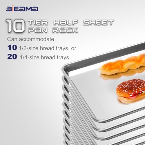 Half Size 10-Tier Sheet Pan Rack - NSF Aluminum Bun Pan Storage Shelf