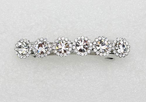 Clear Rhinestone Floral Hair Barrette Clip - Small Bridal Hair Jewelry