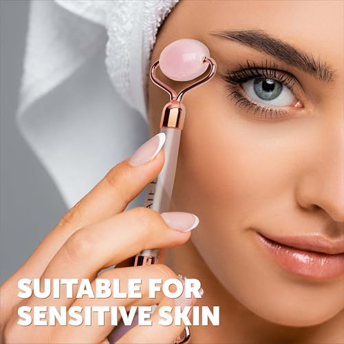 Rose Quartz Facial Roller & Gua Sha Set for Skin Massage and Puffiness Relief