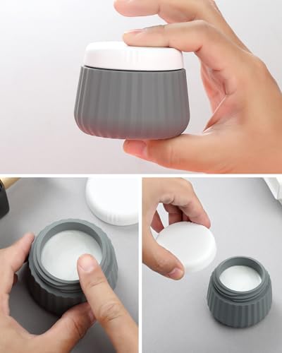 Travel Bottles and Jars Set - 3oz Leak-Proof Silicone Containers with Clear Bag - Black & Gray
