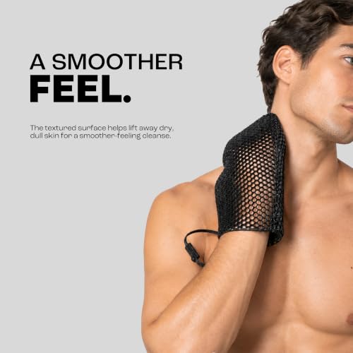 SMEAGOLORIYA Black Exfoliating Bath Mitt – Honeycomb Body Scrubber, Deep Massage Gloves (Large)