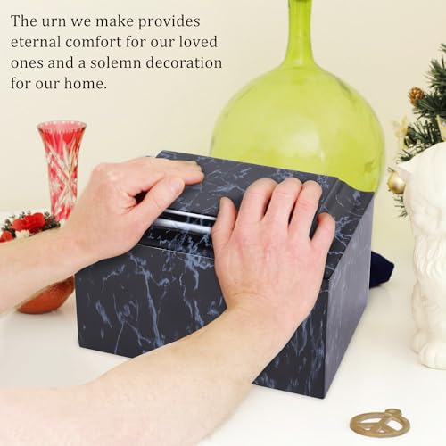 Black Marble Cremation Urn Vault for Human Ashes - Adult Sized, Ground Burial & Memorial