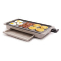 Electric Griddle 10.5x20 Inch with Warming Drawer - Ceramic Nonstick, PFAS-Free, Adjustable Temperature, Dishwasher Safe, Clay