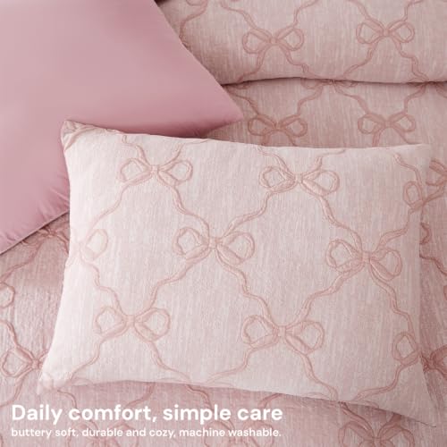 Pink Bow Full Size Comforter Set for Girls - 7 Pieces Bed in a Bag - Variation of THIS listing