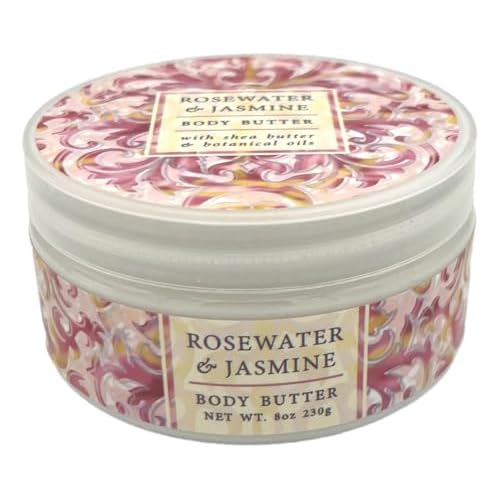 Greenwich Bay ROSEWATER JASMINE 3 Piece Beauty Gift Set of : BODY BUTTER, SPA SOAP, and DUSTING POWDER