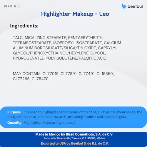 Biss? Powder Highlighter Makeup ? Lightweight, Silky Formula for Radiant Skin, Easy Application, 10 Versatile Shades (05 Leo, 4.5 Grams)
