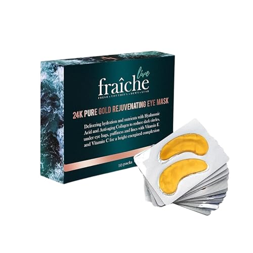 Live Fraiche 24k Gold Under Eye Patches for Dark Circles and Puffiness Treatment - Hyaluronic Acid and Collagen Under Eye Mask to Treat Puffy Eyes and Fine Lines - tiktok trend items