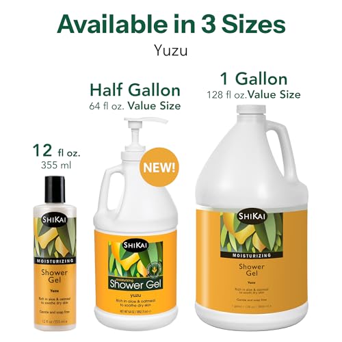 ShiKai Daily Moisturizing Shower Gel - Yuzu 12oz Pack of 3 - Aloe Vera & Oatmeal for Dry Skin Relief