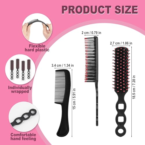 Skourvut 100 Pack Disposable Hair Combs & Brushes - Assorted Colors, Individually Wrapped, Travel & Styling Use