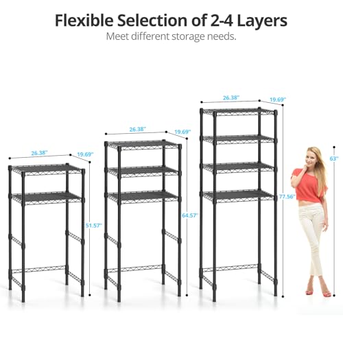 3-Tier Adjustable Mini Fridge Stand - Black Metal Storage Rack, 26.58 x 20.28 x 65.56 Inches