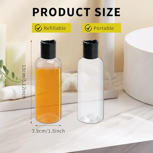 108 Pcs 3.4 oz Plastic Bottles Black Toiletries Empty Containers with Leak Proof Flip Cap, Refillable Travel Squeeze Containers for Lotion, Shampoo, Cream, Conditioner