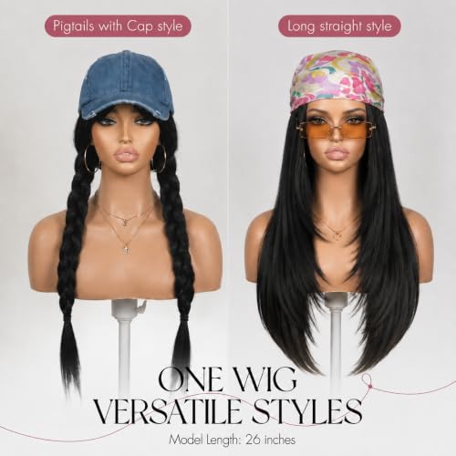 Black 26-Inch Layered Wig with Bangs for Women - Natural Straight Style