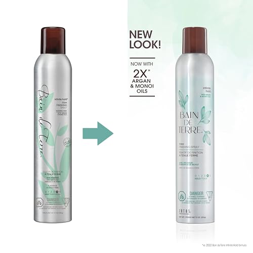 Bain de Terre Infinite Hold Firm Hair Spray 9oz - Long Lasting Control & Shine, Humidity & Heat Protection