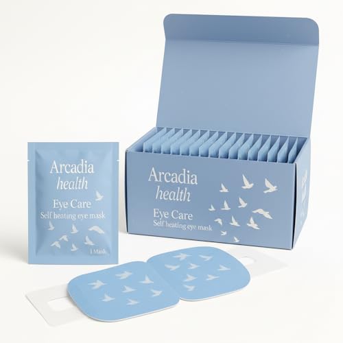 Arcadia Health Self-Heating Mask ? 30 Single-Use Warm Compresses for Dryness, Puffiness & Migraine Relief ? Soothing Steam Mask for Relaxation, Sleep Support & Under-Eye Care