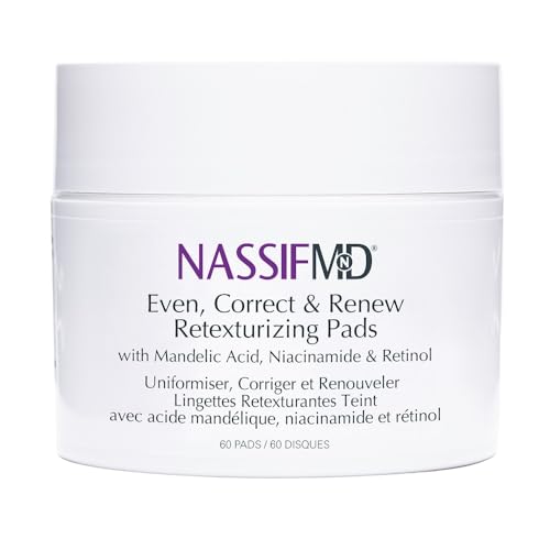NassifMD Even, Correct & Renew Retexturizing Pads | Chemical Peel for Face | Whitehead, Closed Comedone and Acne Marks Skin Resurfacing Pads | Hyperpigmentation Treatment for Face