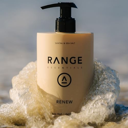 Renew Body Wash, Sandalwood Scent, Moisturizing Hydrating, Gentle Clean, Shower Gel, Paraben-Free, Sulfate-Free, Natural Ingredients, Hyaluronic Acid, Men Women, 450mL (15.2oz)
