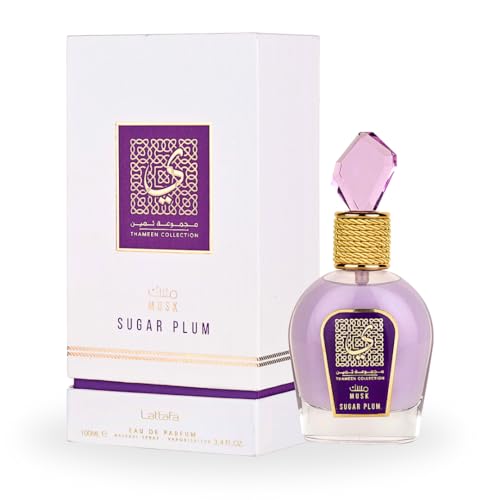 Lattafa Musk Sugar Plum Eau de Parfum Spray for Women - Floral Collection, 3.4oz