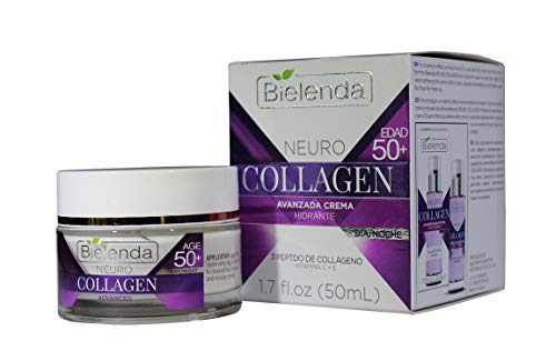Bielenda Neuro Collagen 3 Peptides Vitamin C & E Moisturizer 50+ - Day & Night Skincare, 1.7 fl oz