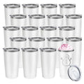 20-Pack Stainless Steel Insulated Travel Tumblers 20oz White Gift Set