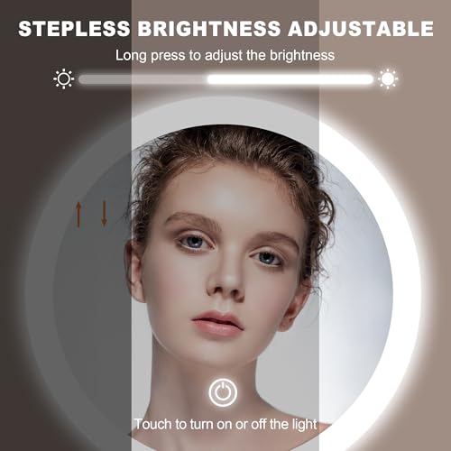 JANEEVA 10X Lighted Makeup Mirror with 3 Lighting Modes, 8" Dimmable Lights Height Adjustable Vanity Mirror with Lights, Rechargeable Double Sided 1X 10X Magnifying Mirror, 360¡ÆRotation,Chrome