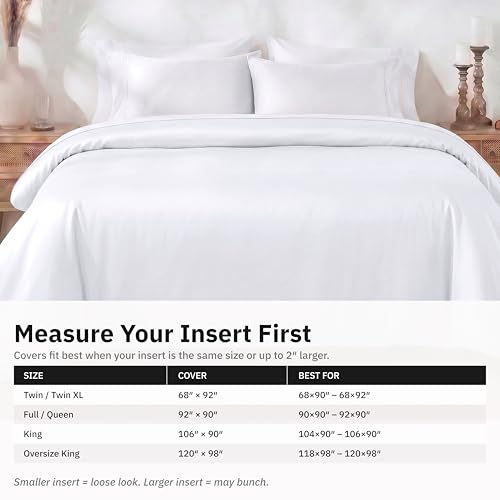 California Design Den Oversized King Duvet Cover White 120x98 Inches - Luxury 400 Thread Count Cotton Sateen, No Comforter