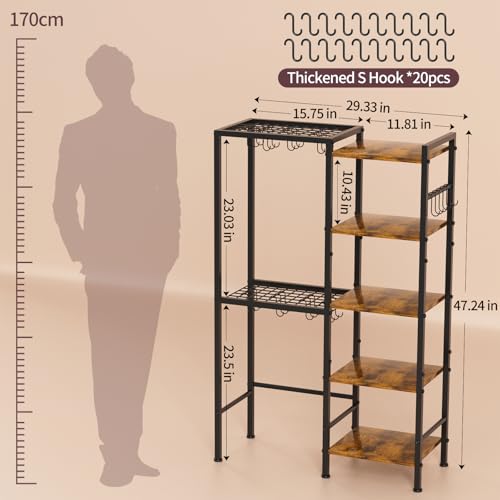 Heavy-Duty 5-Tier Pot and Pan Organizer Rack with Hooks for Kitchen Storage