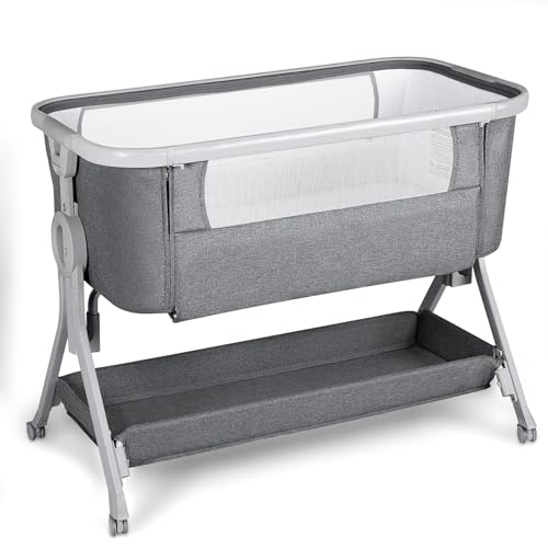 Baby Bassinet Bedside Crib - 3-in-1 Portable Infant Sleeper with Adjustable Height