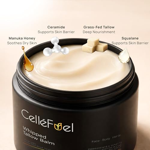 Whipped Tallow Balm for Skin Barrier Repair - Unscented, Hydrating Body & Face Moisturizer - 2 oz
