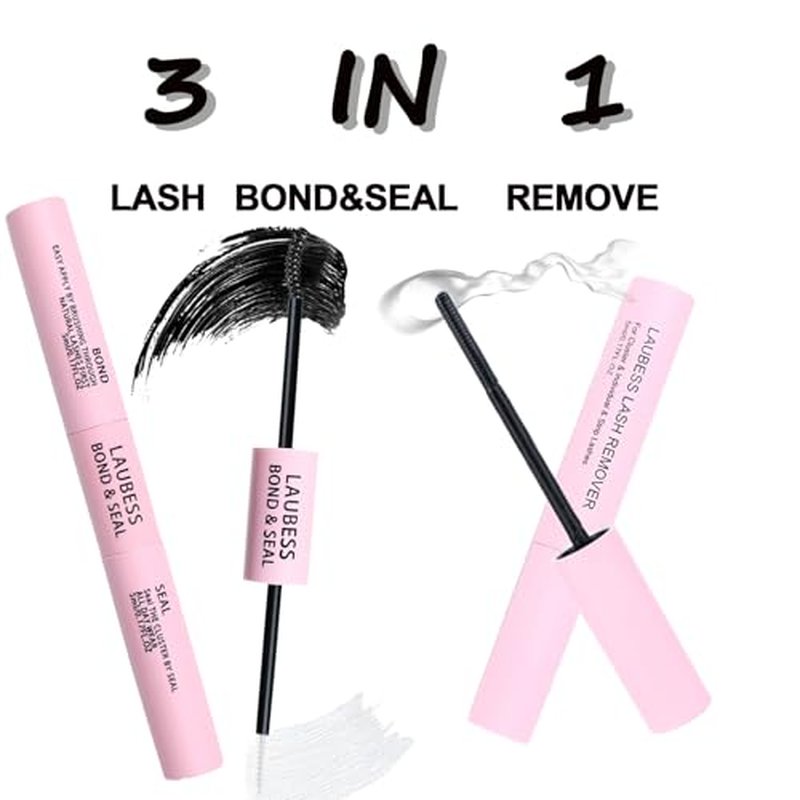 Lash Glue for Eyelash Clusters 3-in-1 Lash Remover for Lash Extensions Eyelash Glue Remover Lash Bond and Seal Waterproof DIY Eyelash Extension Remover 15ml(Black)