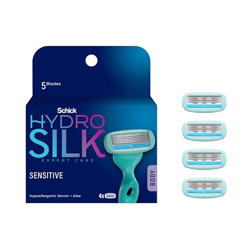 Schick Hydro Silk Trimstyle Bikini Razors with Trimmer |5 Blade for Women, Hair Removal | 1 Handle & 3 Razor Blade Refills & Moisturizing Razor Blade Refills for Women with Shower Hanger, 4 Count
