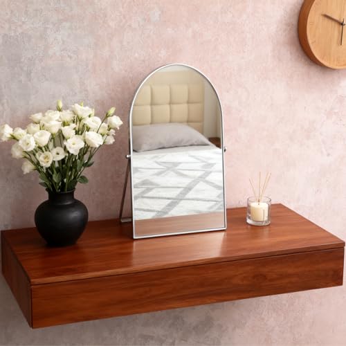 Adjustable Silver Metal Vanity Mirror 12x9-inch Desk Makeup Mirror