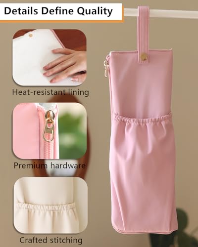 Heat Resistant Travel Hair Tool Holder & Mat Pink+Black - Compact & Durable