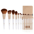 White Gold Makeup Brush Set 14Pcs with Travel Bag - Professional Synthetic Face & Eye Brushes